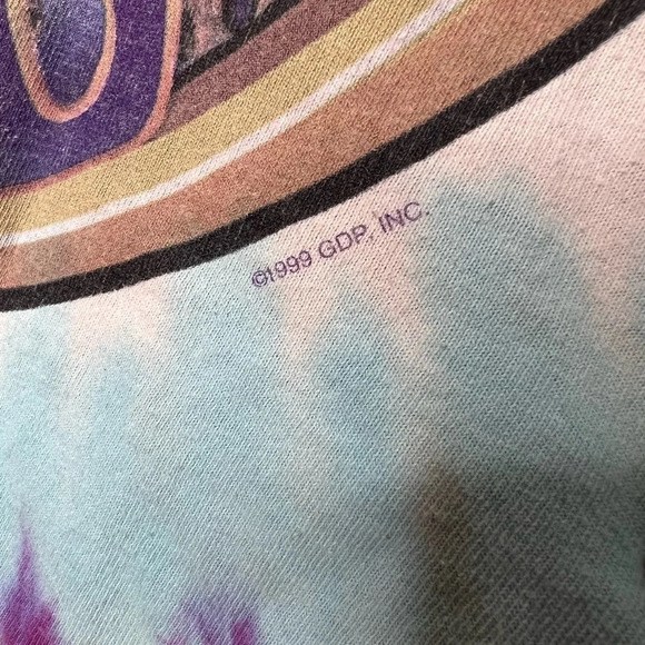 Vintage 1999 Grateful Dead Liquid Blue Tie Dye Skeleton Magician Double Sided - Picture 10 of 13